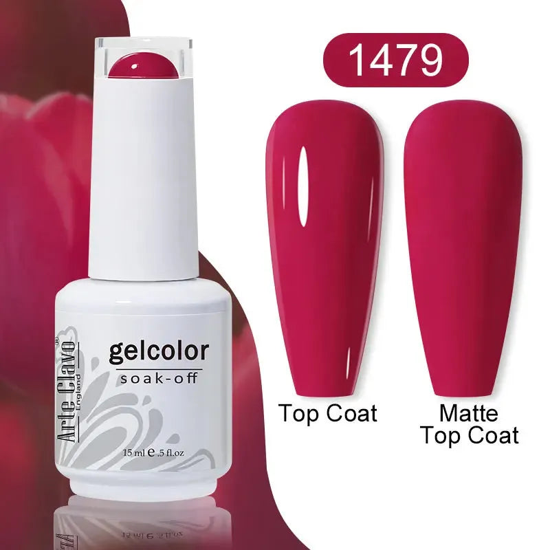 Cherry Red Color Gel Nail Polish Semi Permanent Gel Varnishes For Christmas Nail Art Design Glass Bottle Top Colorcard - Shop & Buy