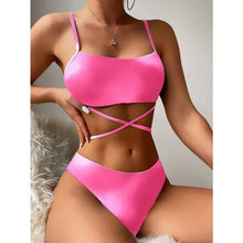 Load image into Gallery viewer, New Women&#39;s Tie Dyed Split Bikini Sexy Hip Lifting Mesh Gradient Beach Three Piece Set
