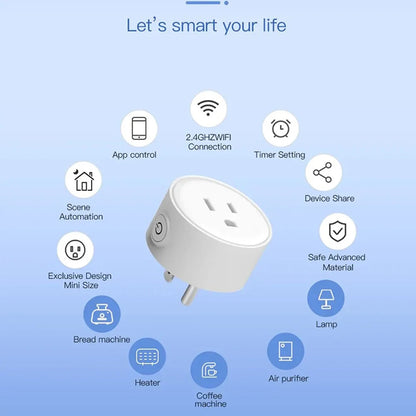 10A Wifi Smart Plug US Socket Wireless Switch Smart Home App Scene Linkage Support Alexa Google Home Voice Assitant Control Plug