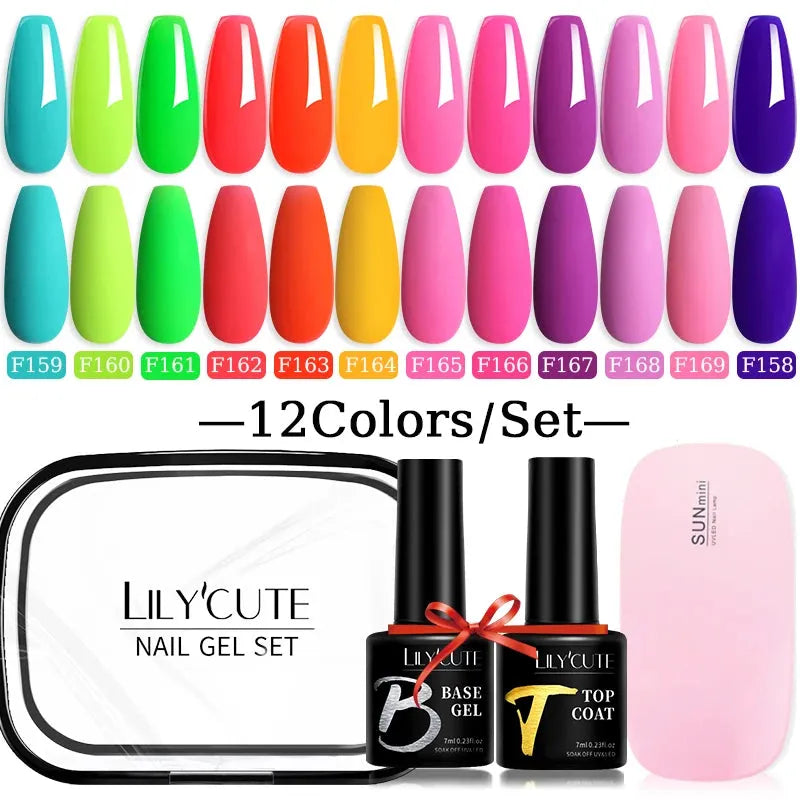 12PCs 7ml Spring Macaron Nail Gel Polish Set Semi Permanent UV Gel For Manicure Soak Off Gel Nail Polish Kit Varnishes - Shop & Buy