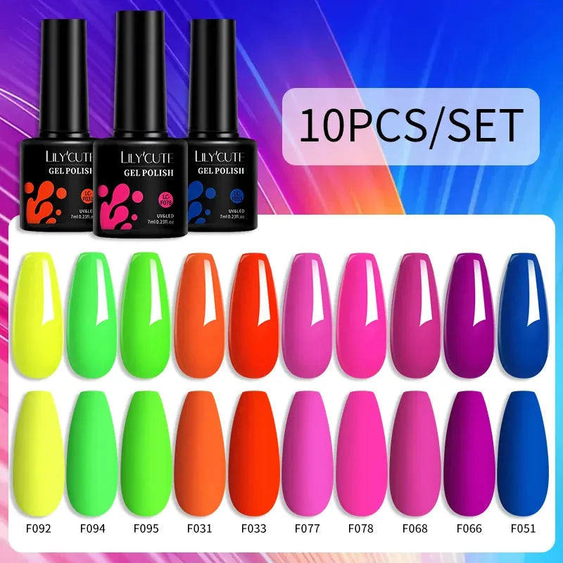 10Pcs/Set Nail Gel Polish Pink Glitter Scheme Popular Spring Colors Semi Permanent Soak Off UV LED Nail Art Gel Kit - Shop & Buy