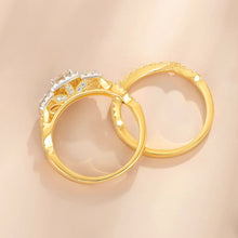 Load image into Gallery viewer, 2 Pcs 925 Sterling Silver Yellow Gold Wedding Rings Bridal Set for Women
