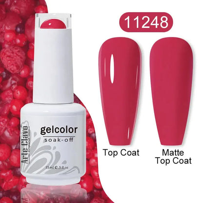 Cherry Red Color Gel Nail Polish Semi Permanent Gel Varnishes For Christmas Nail Art Design Glass Bottle Top Colorcard - Shop & Buy