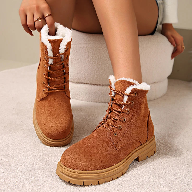 Women's Winter Plush Warm Ankle Boots Faux Suede Non Slip Snow Boots - Shop & Buy