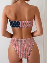 Load image into Gallery viewer, Sexy Strapless Women 2 Piece Swimsuit American Flag Style Print Bikini Set High Wait
