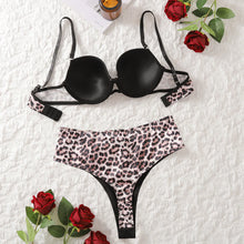 Load image into Gallery viewer, Sexy Leopard Lingerie Two Pieces Sets Fashion Patchwork Hollow Out Underwear Suits
