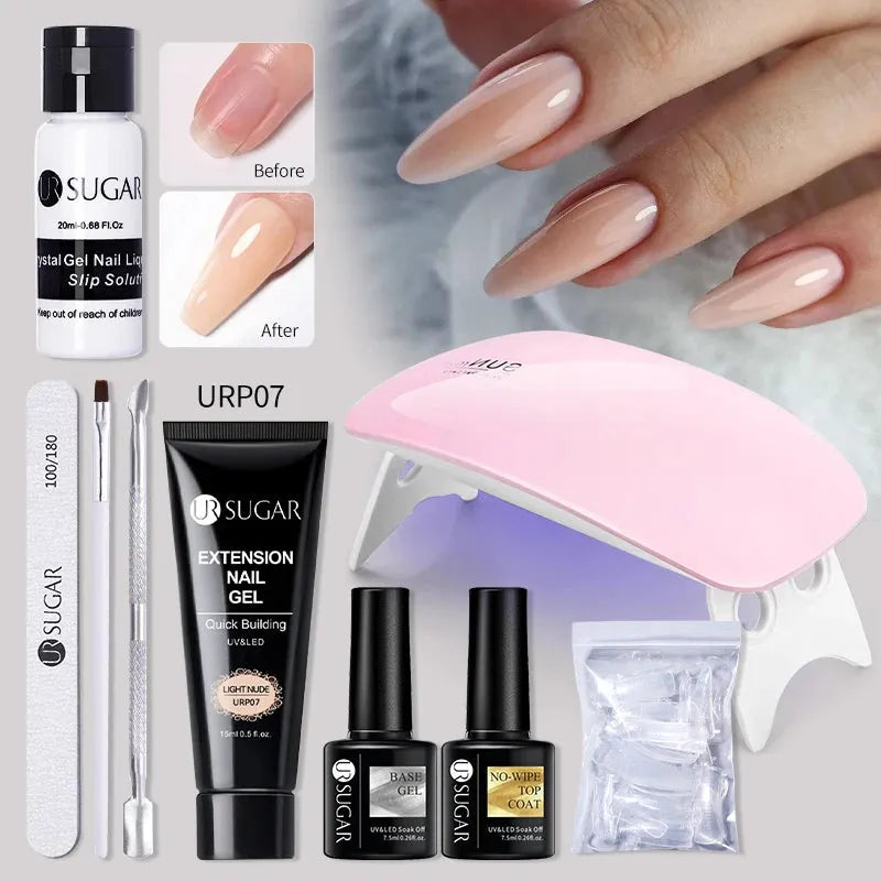 Acrylic UV Gel Extension Nail Gel Kit Nude Glitter Color Fast Building Gel Nail Polish All For Manicure Nail Art Design - Shop & Buy