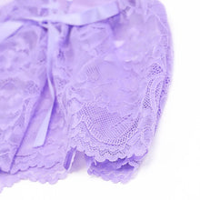 Load image into Gallery viewer, Fairy Lingerie Sexy Dames Delicate Underwear Polka Dot Lace Skirt See Through Bra Lavender Bilizna Set With Stocking
