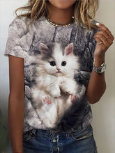 Load image into Gallery viewer, New Fashion 3D Kawaii Animal Cat Print Women&#39;s T-Shirt Tops Short Sleeve
