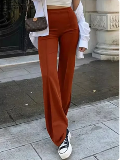 Office Lady Solid Color Pants Women's Slim Bell Bottom Pants Spring Classic Black Pants