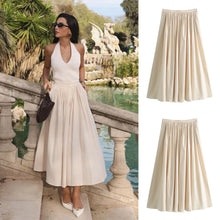 Load image into Gallery viewer, Summer New Product Commuting Casual Versatile Solid Color Simple Pleated Loose Skirt
