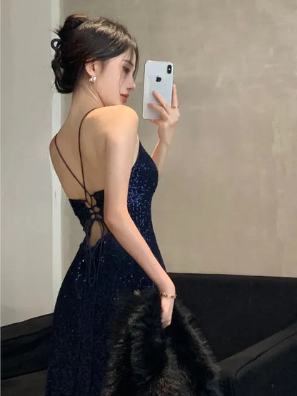 Women's Backless V-Neck Split Maxi Dress Sexy Slim Evening Gown Luxury Dresses - Shop & Buy