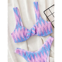 Load image into Gallery viewer, Tie Dye Wrinkled Crinkled Brazilian Bikini Female Swimsuit Women Swimwear Two-pieces Bikini set Bather Bathing Suit
