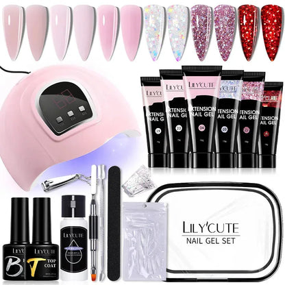 15ML Manicure Set Quick Nail Extension Gel With 6W UV Lamp Dryer Finger Extend Mold Slip Solution Nail Art Tools Kit - Shop & Buy