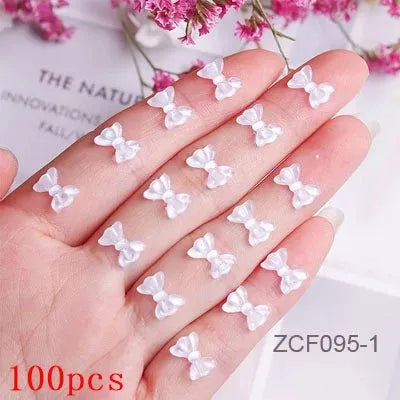 500-600pcs Bow Flower Nail Art Resin Decorations Mix Shapes Nail Charms Press on Manicure Supplies - Shop & Buy