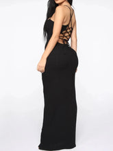 Load image into Gallery viewer, Sexy Cross Bandage Backless Rib Knitted Maxi Dress Women Spaghetti Strap Slim Bodycon Long Dress
