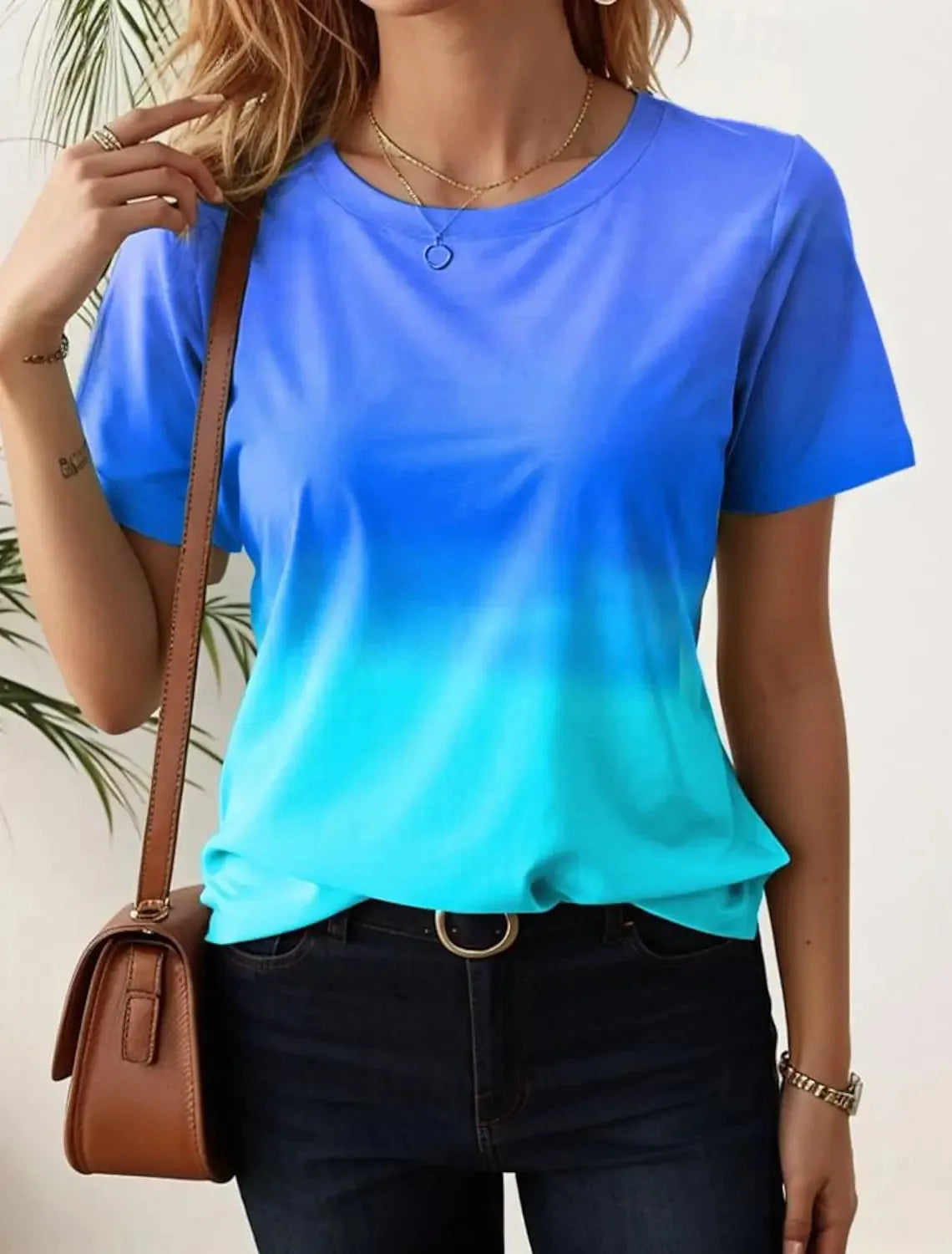 Women's T-Shirts For Women 3d Gradient Print  Tees Casual Street Femalewear - Shop & Buy