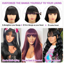 Load image into Gallery viewer, Straight Human Hair Wigs With Bangs Full Machine Made Wig Cheap Brazilian Hair Wigs
