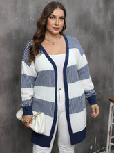 Load image into Gallery viewer, Winter Casual Long Plus Size Sweater Cardigan Women Stripe Large Cardigans Ladies Loose Oversized Knitted Coat
