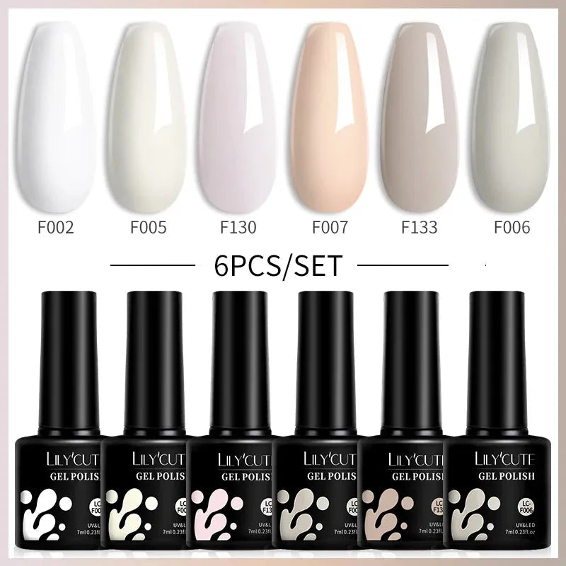 6Pcs/Set Gel Nail Polish Set 7ML Autumn Winter Coffee Color Series Semi Permanent UV Gel Chocolate Nail Art Gel Kit - Shop & Buy