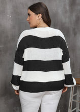 Load image into Gallery viewer, Winter Stripe Plus Size Sweater Women Casual Large Pullover Ladies O-Neck Loose Oversize Jumper Big Jerseys Curvy Knitwear
