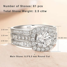 Load image into Gallery viewer, Original 925 Sterling Silver Wedding Rings Set for Women Halo 1Ct Cubic Zircon Engagement Ring
