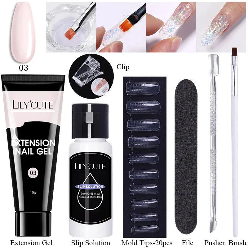 Extension Gel Nail Polish Kit Quick Extension Manicure Gel Set Finger Extend Mold Nail Brush Nail Art Tool Set Supplies - Shop & Buy