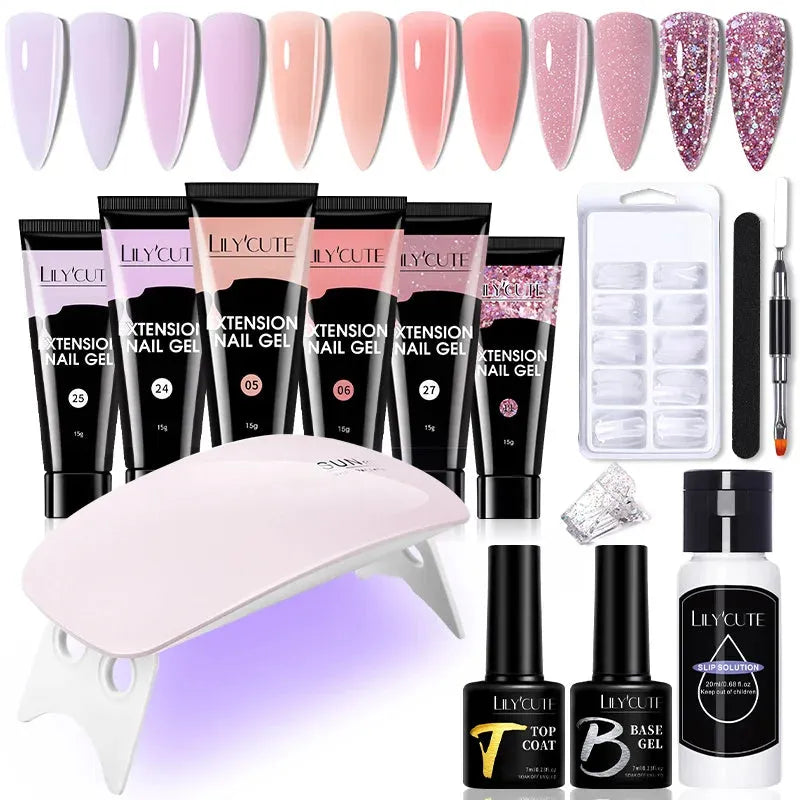 15ml Nail Extension Gel Set With 36W LED Lamp Tool Full Manicure Kit Finger Quick Extend Construction Hard Gel Varnish - Shop & Buy