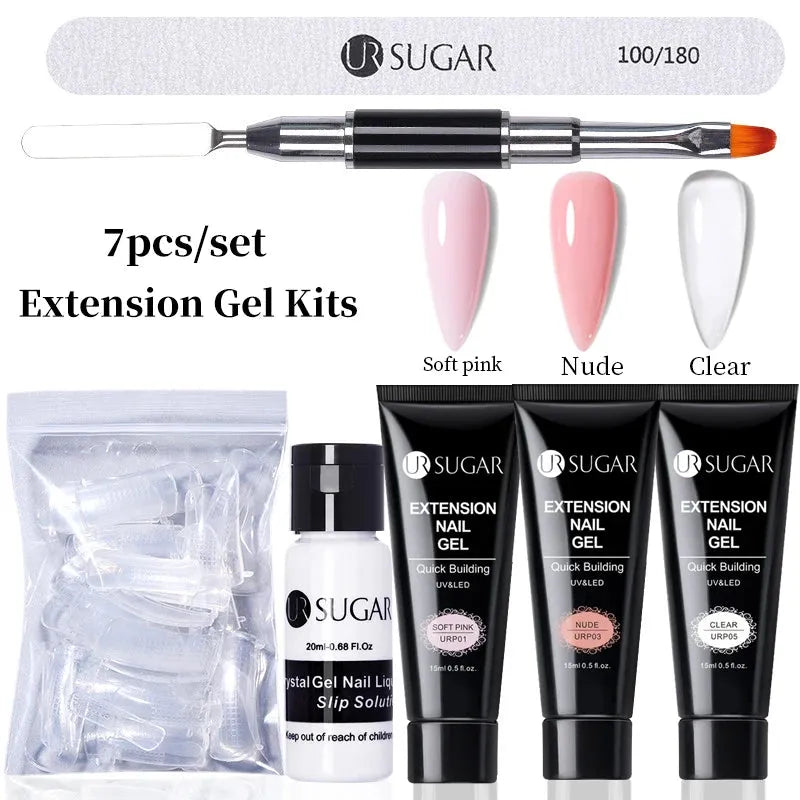 15ml Extension Gel Set Kits Semi Permanent Acrylic Hard Gel White Clear Nude Gel Nail Polish Nail Art Construction Gel - Shop & Buy