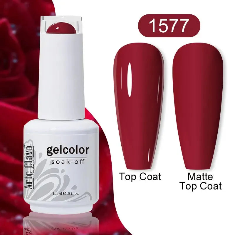 Cherry Red Color Gel Nail Polish Semi Permanent Gel Varnishes For Christmas Nail Art Design Glass Bottle Top Colorcard - Shop & Buy