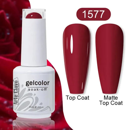 Cherry Red Color Gel Nail Polish Semi Permanent Gel Varnishes For Christmas Nail Art Design Glass Bottle Top Colorcard - Shop & Buy