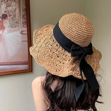 Load image into Gallery viewer, Woman Panama Summer Hat Women Straw Hat Big Brim Beach Hat Foldable Vacation Summer Hat
