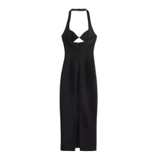 Load image into Gallery viewer, Summer new style fashion temperament elegant black halter neck waist dress
