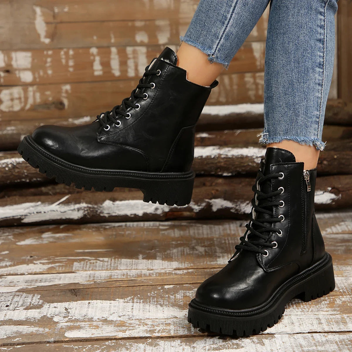 Women's Winter Warm Thick Plush Ankle Boots Plus Size Fashion Platform Combat Boots - Shop & Buy