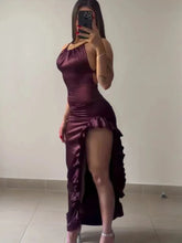 Load image into Gallery viewer, Sexy Women Bodycon Long Dress Backless Strapless Ruffles Fork Party Club Streetwear Elegant Evening Dresses
