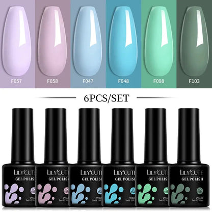 6Pcs/Set Fluorescent Neon Colors Gel Nail Polish Set Vernis Semi Permanent Soak Off UV Nail Art Gel for Home Nails DIY - Shop & Buy