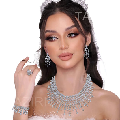 Luxury 5A Cubic Zirconia Dubai Wedding Jewelry Set for Women Party Prom Anniversary 2/4PCS CZ Bridal Accessories