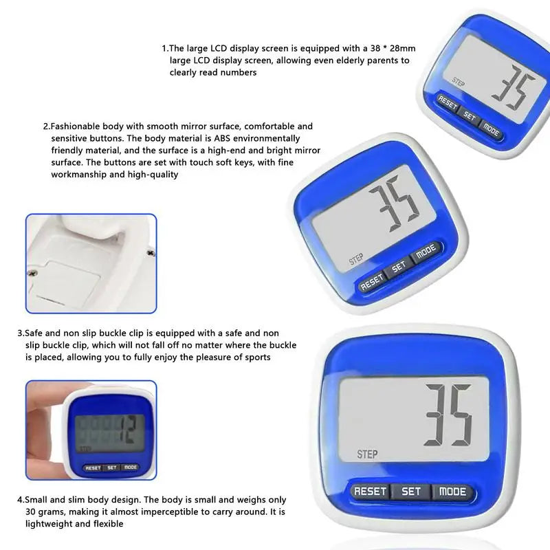 3D Walking Pedometer Waterproof Multifunctional Sports Calorie Counting LCD Display Fitness Equipment