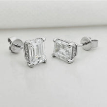 Load image into Gallery viewer, Total 4 Carats Emerald Cut Moissanite Earring For Women Solid 925 Sterling Silver Stud Earrings
