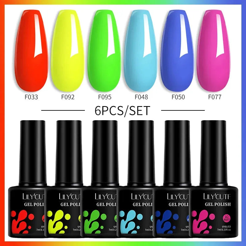 6Pcs/Set Macaron Color Gel Nail Polish Set Kit Spring 6 Colors UV LED Nail Art Gel Vernis Semi Permanent Base Top Coat - Shop & Buy