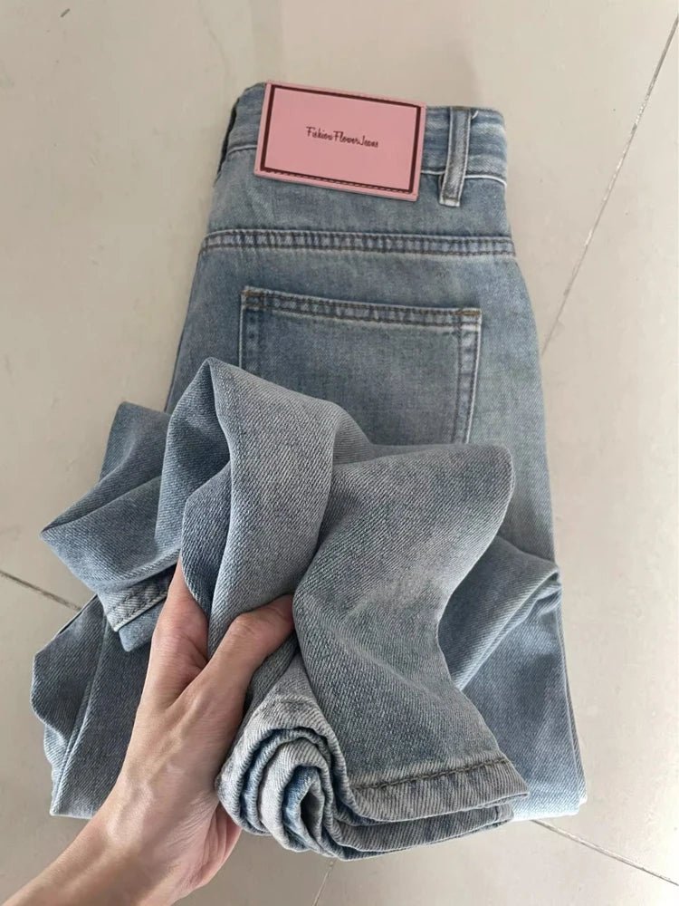 Women Wide Leg Baggy Jeans Lady Vintage Y2K Punk Low Rise Waist Loose Denim Pants Streetwear