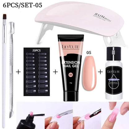 Nail Gel Set 6W LED Lamp Full Manicure Set Vernis Semi Permanent Quick Extension Nail Kit Gel Set For Nails Tool Kit - Shop & Buy