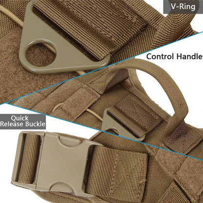 Tactical Dog Harness Leash Collar for Medium Large Dogs Military Pet Vest Adjustable Service Dog Harnesses For Training Walking