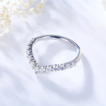 Load image into Gallery viewer, Moissanite Wedding Band Solid 925 Sterling Silver V Curved Half Eternity Band Rings
