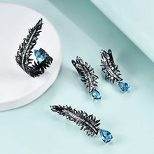 Load image into Gallery viewer, 925 Sterling Silver Angel Wings Feather Dangle Earrings Natural Swiss Blue Topaz Handmade Earrings Gift For Her
