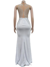 Load image into Gallery viewer, Sexy Shiny Crystal Mesh High Split Maxi Dress Women Sleeveless See Through Bodycon Dress
