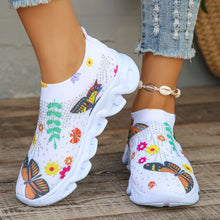 Load image into Gallery viewer, Crystal Floral Women&#39;s Knitted Sneakers Summer New Breathable Air Mesh Casual Shoes Woman Light Weight Walking Sports Flats
