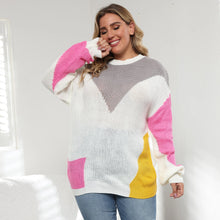 Load image into Gallery viewer, Winter Patchwork Plus Size Sweater Women O-Neck Large Pullover Lady Casual Loose Oversize Jumper
