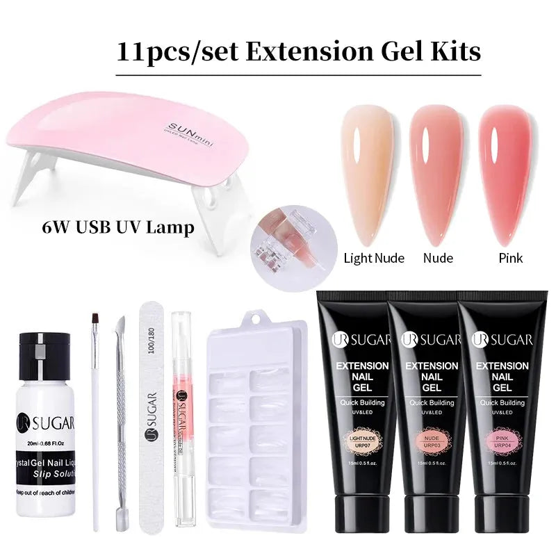 15ml Extension Gel Set Kits Semi Permanent Acrylic Hard Gel White Clear Nude Gel Nail Polish Nail Art Construction Gel - Shop & Buy