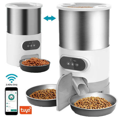 Smart APP Cat Feeder Cat Timing Feeder With Double Meal Pet Dog Food Automatic Dispenser Suitable Small Cats Dogs Remote Feeding